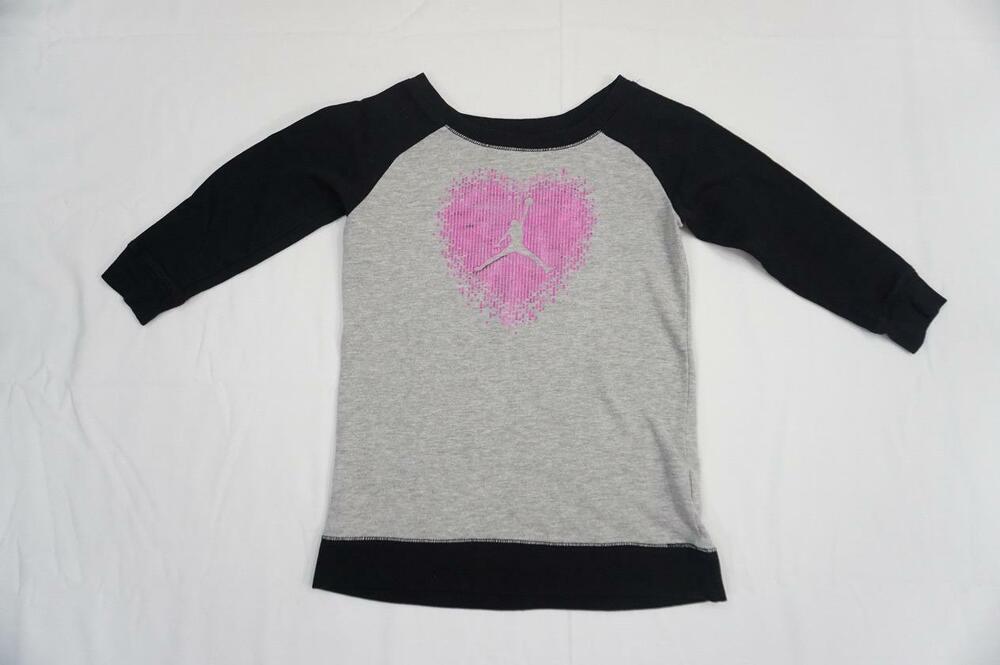 JORDAN USED GIRLS YOUTH XL(13-15) 3/4 SLEEVE LONGSLEEVE HEART GRAY SHIRT/TOPJORD